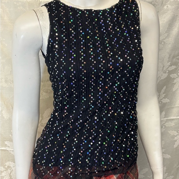 Vintage Formula X Black Sheath Tank Top with Silver Shimmer - Picture 2 of 5